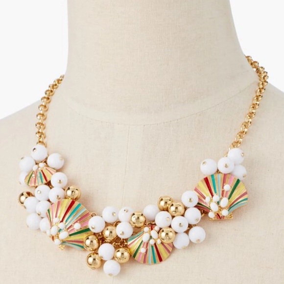 Talbots Colorful Statement Shell Beach Necklace Gold Tone Cha Cha Acrylic Beaded - Picture 7 of 7